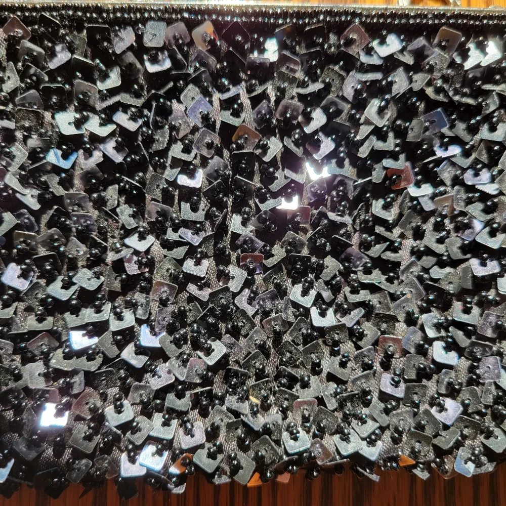 GUC ~ Nicole Lee Black Beaded Bag ~ Sparkly ~ Retro Vibe ~ Very Pretty!